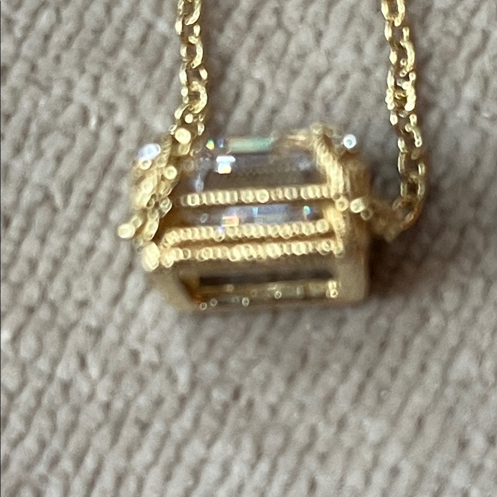 Judith Ripka Gold Clad Silver 925 Necklace w Cubic Zirconia Square Pendant NWOT - Picture 14 of 16